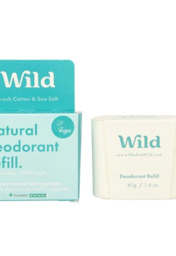 Wild Natural deodorant fresh cotton & sea salt refill (40 Gram)