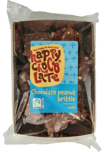 Happy Chocolate Chocolade pindarotsen melk bio (150 Gram)
