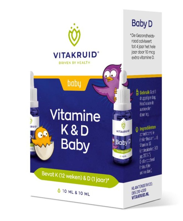 Vitakruid Vitamine K & D baby druppels 10ml (20 Milliliter)