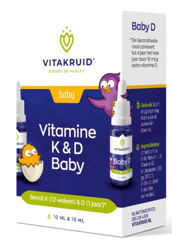 Vitakruid Vitamine K & D baby druppels 10ml (20 Milliliter)
