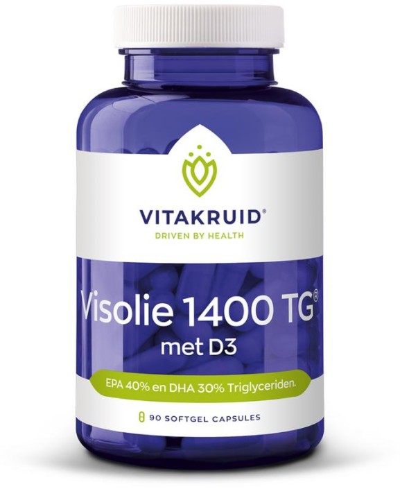 Vitakruid Visolie 1400 TG Triglyceriden met D3 (90 Softgels)
