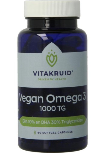 Vitakruid Vegan omega 3 1000 triglyceriden 300 DHA 100 EPA 60 Softgels