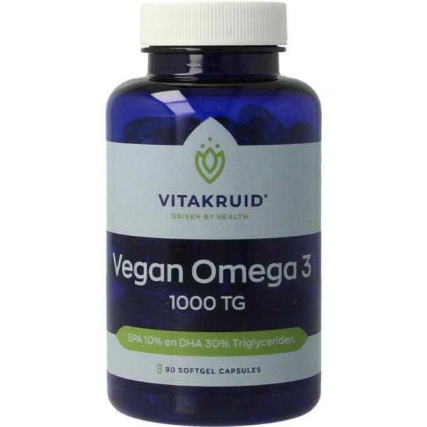 Vitakruid Vegan omega 3 1000 triglyceriden 300 DHA 100 EPA (90 Softgels)