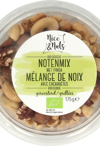 Nice & Nuts Notenmix met pinda zonder zeezout geroosterd bio (175 Gram)