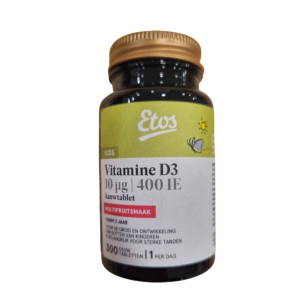 Etos Kids 10 ug Vitamine D3 Kauwtabletten 300 stuks