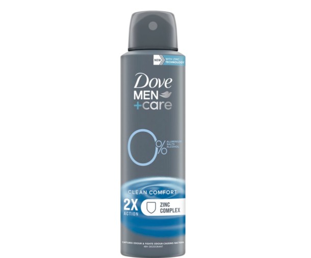 Dove Men+ care deodorant spray clean comfort 0% 150 ml