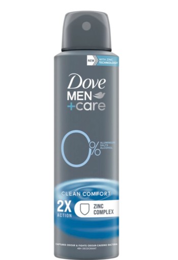 Dove Men+ care deodorant spray clean comfort 0% 150 ml