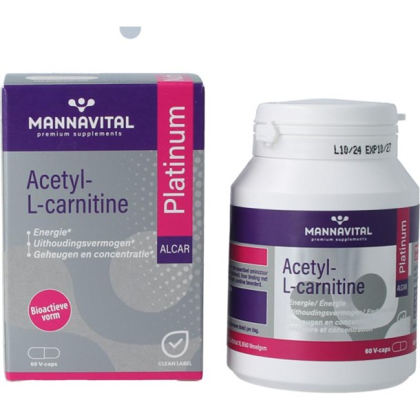 Mannavital Acetyl-L-Carnitine platinum (60 Vegetarische capsules)