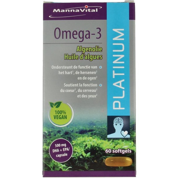 Mannavital Omega-3 algenolie platinum (60 Softgels)