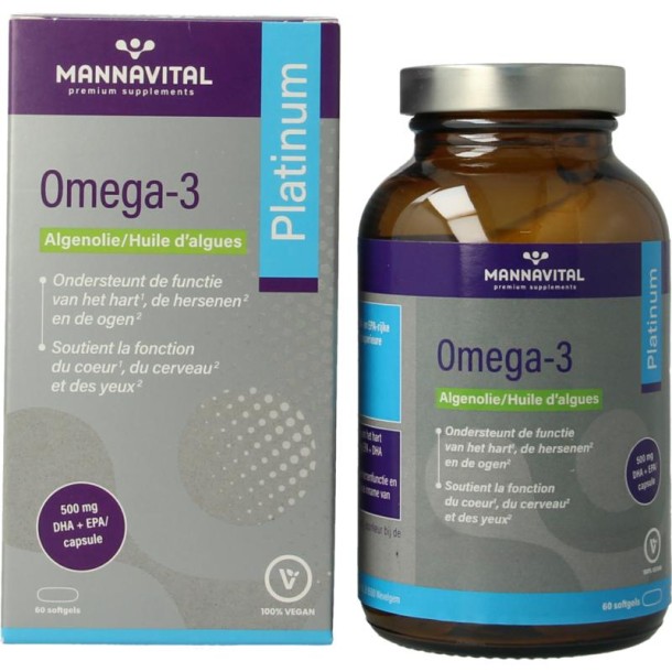 Mannavital Omega-3 algenolie platinum (60 Softgels)