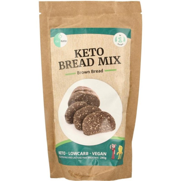 Go-Keto Brood bak mix bruin brood keto koolhydraatarm (245 Gram)