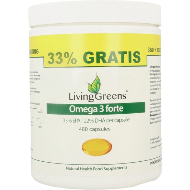 Livinggreens Omega 3 forte voordeelverpakking (480 Capsules)