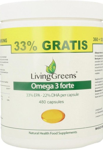 Livinggreens Omega 3 forte voordeelverpakking (480 Capsules)