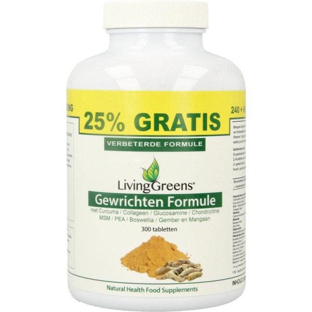 Livinggreens Gewrichten formule curcuma & collageen complex (300 Tabletten)