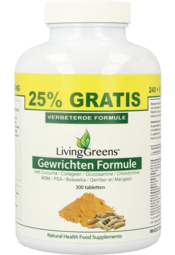 Livinggreens Gewrichten formule curcuma & collageen complex (300 Tabletten)