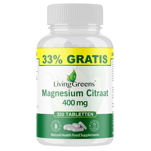 Livinggreens Magnesium citraat 400mg voordeelverpakking (320 Tabletten)