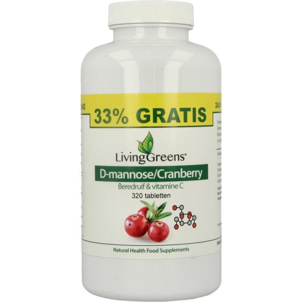 Livinggreens Cranberry D-mannose voordeelverpakking (320 Tabletten)