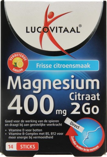 Lucovitaal Magnesium citraat 400mg 2go sticks (14 Stuks)