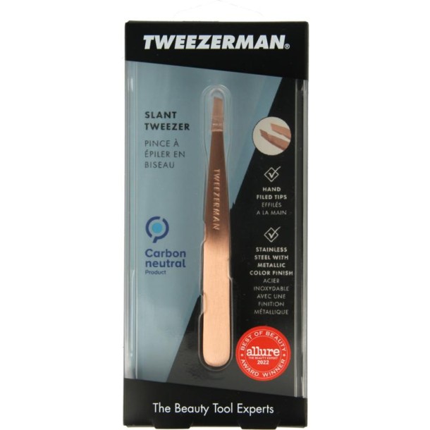Tweezerman Slant tweezer rose goud (1 Stuks)
