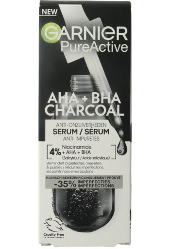 Garnier PureActive AHA + BHA charcoal serum (30 Milliliter)
