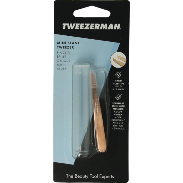 Tweezerman Mini slant tweezer rose gold (1 Stuks)