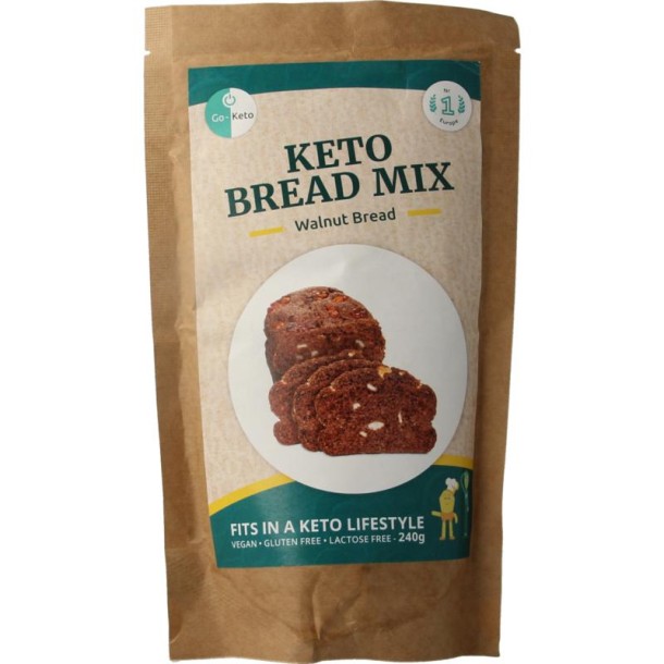 Go-Keto Broodbakmix walnoot brood keto koolhydraatarm (240 Gram)