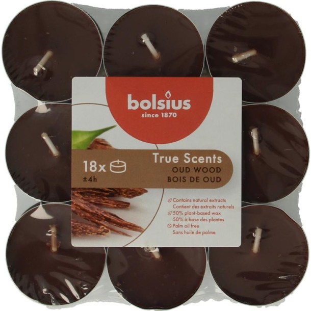 Bolsius True Scents theelichten old wood (18 Stuks)