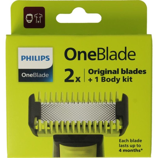 Philips Oneblade face & body mesjes navulverpakking 2 Stuks
