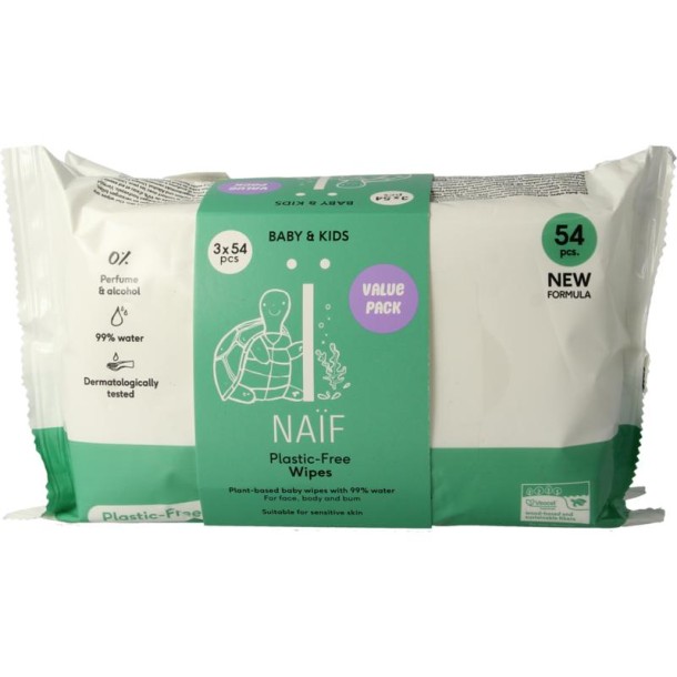 Naif Baby & kids plastic-free wipes 3-pack (3 Stuks)