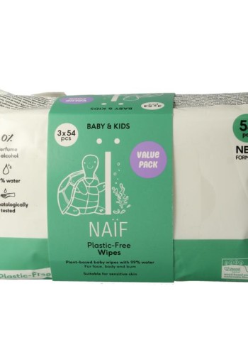 Naif Baby & kids plastic-free wipes 3-pack (3 Stuks)
