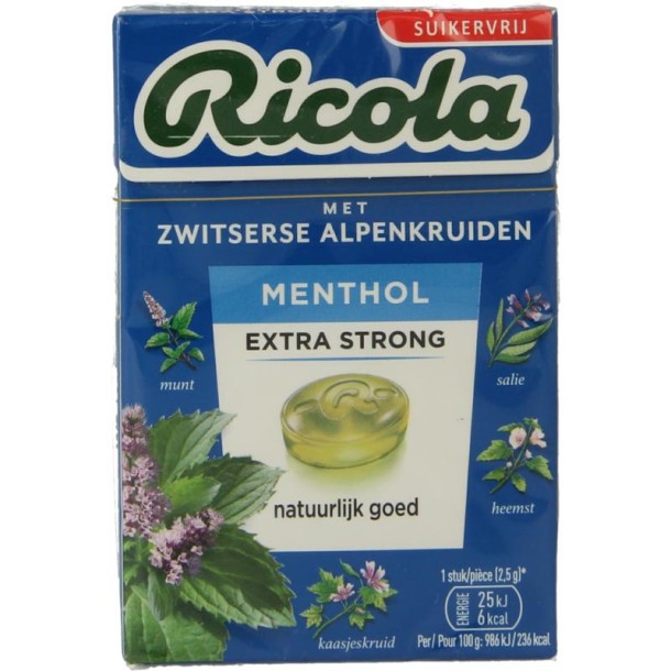 Ricola Menthol extra strong suikervrij (50 Gram)