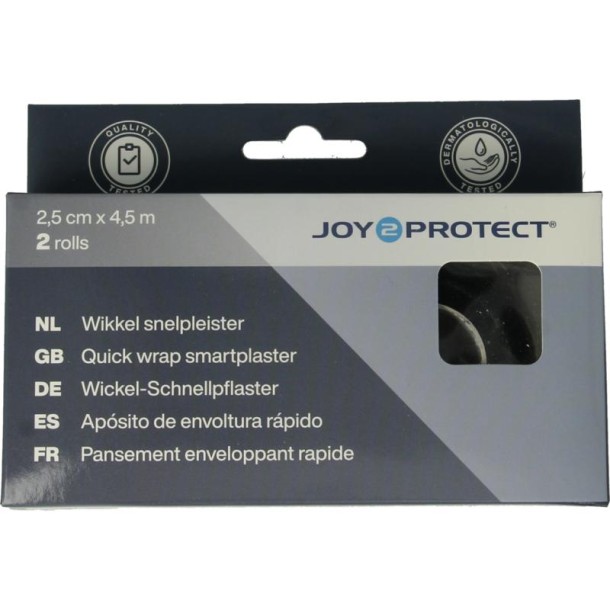 Joy2Protect Wikkel snelpleister 2,5 cm x 4,5 m (2 Rol)