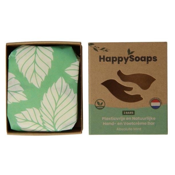 Happysoaps Hand & voetcreme bar absolute mint (40 Gram)