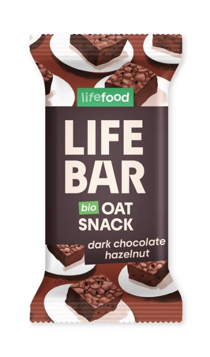 Lifefood Lifebar oatsnack pure chocolade hazelnoot bio (40 Gram)