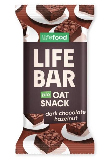 Lifefood Lifebar oatsnack pure chocolade hazelnoot bio (40 Gram)