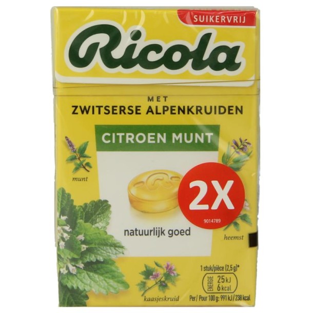 Ricola Citroen munt suikervrij duopak (100 Gram)