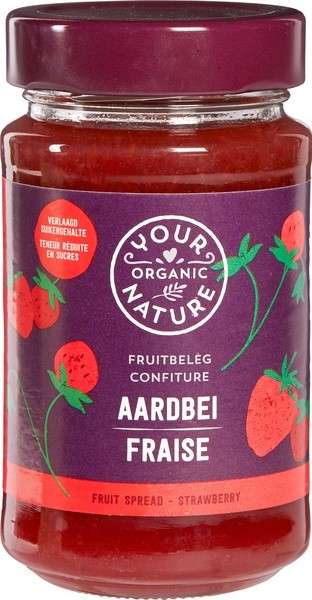 Your Organic Nat Fruit beleg aardbei bio (250 Gram)