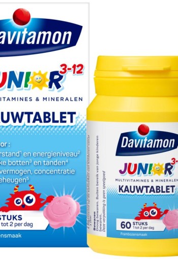 Davitamon Junior 3+ framboos 60 kauwtabletten