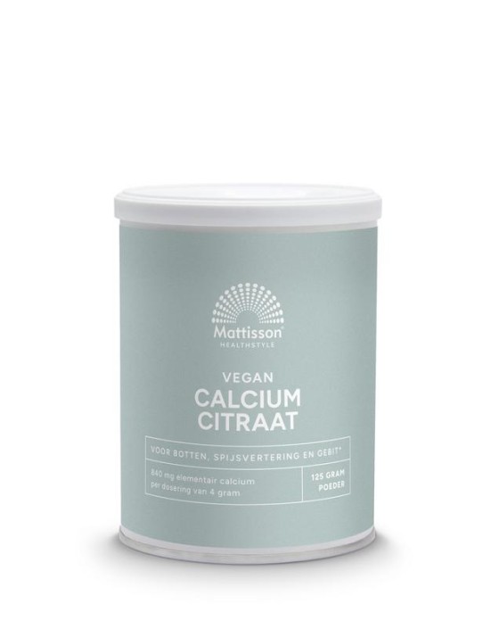 Mattisson Calcium citraat poeder - 21% elementair calcium (125 Gram)