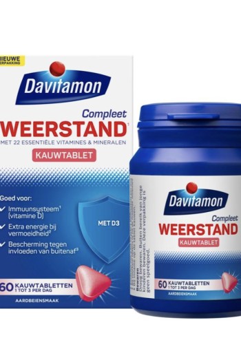 Davitamon Compleet Weerstand Kauwvitamines Aardbei 60tb