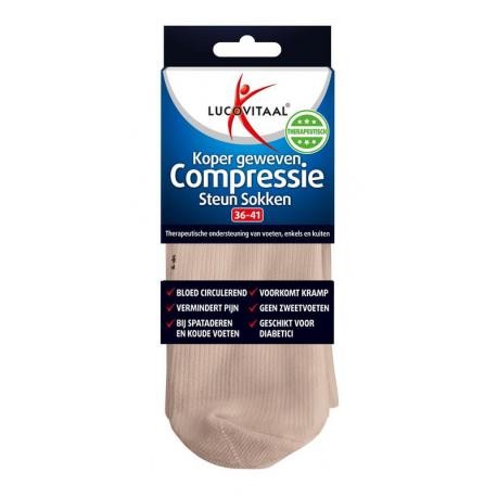 Lucovitaal Koper compressie sok maat 36-41 huidskleur (1 Paar)
