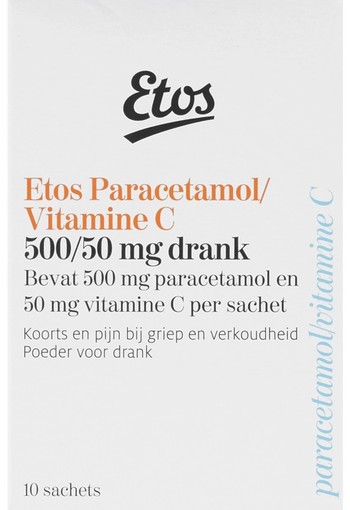 Etos Pa­ra­ce­ta­mol/vi­ta­mi­ne C 500/50 mg drank 10 sachets