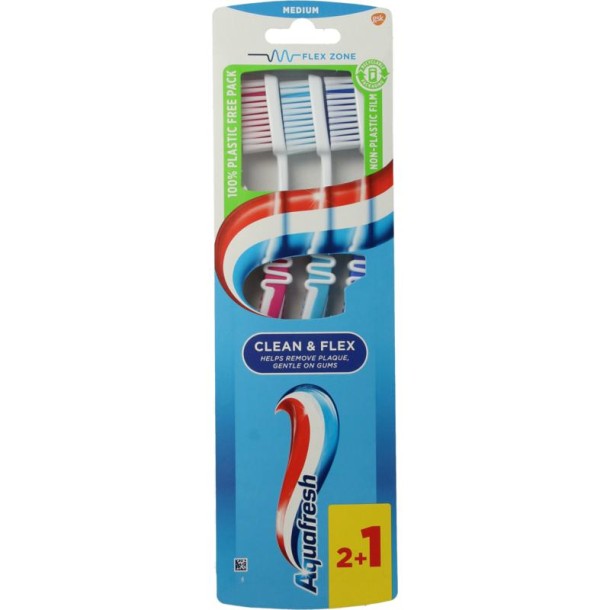 Aquafresh Tandenborstel clean & flex medium (3 Stuks)