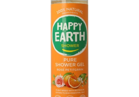 Happy Earth Pure showergel rose petitgrain 300 Milliliter