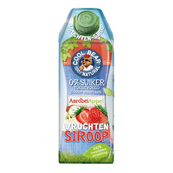 Cool Bear Siroop aardbei tetra (750 Milliliter)