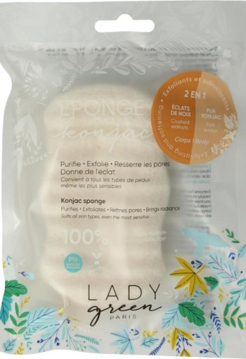 Lady Green Konjac lichaamsspons crushed walnut (1 Stuks)