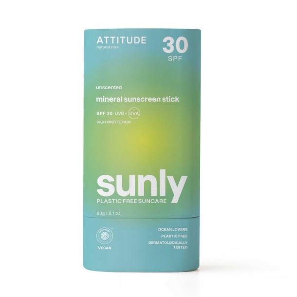 Attitude Sunly zonnebrandstick SPF30 parfumvrij (60 Gram)
