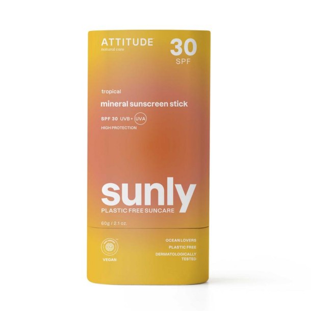 Attitude Sunly zonnebrandstick SPF30 tropisch (60 Gram)