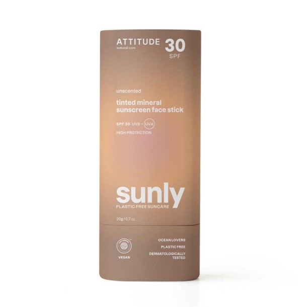 Attitude Sunly gezichtszonnebrandstick getint SPF30 (20 Gram)