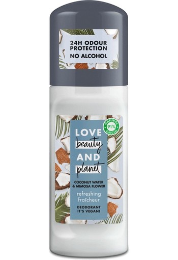 Love Beauty And Planet Vegan Deodorant Roller Coconut Water And Mimosa Flower 50 ml